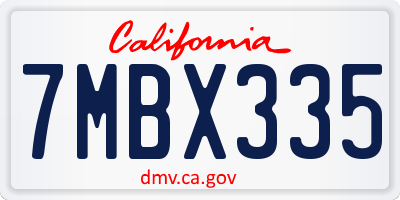 CA license plate 7MBX335