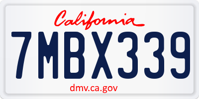 CA license plate 7MBX339