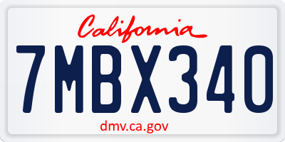 CA license plate 7MBX340