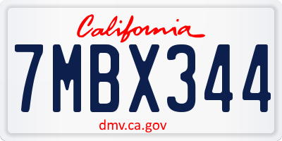 CA license plate 7MBX344