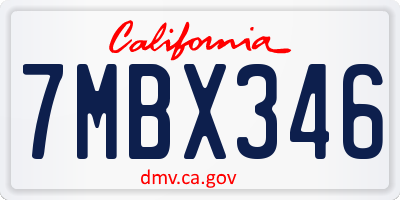 CA license plate 7MBX346