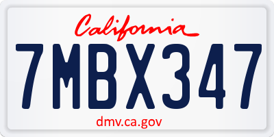 CA license plate 7MBX347