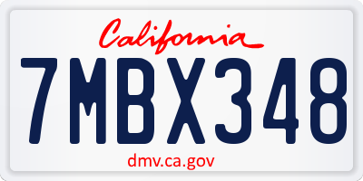 CA license plate 7MBX348