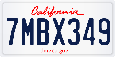 CA license plate 7MBX349