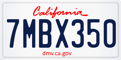 CA license plate 7MBX350