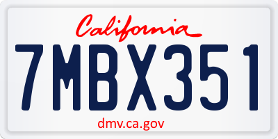 CA license plate 7MBX351