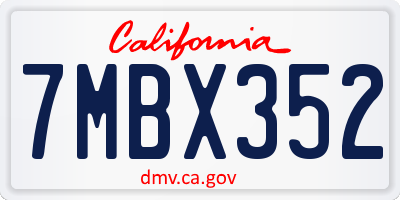 CA license plate 7MBX352