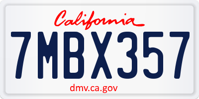 CA license plate 7MBX357