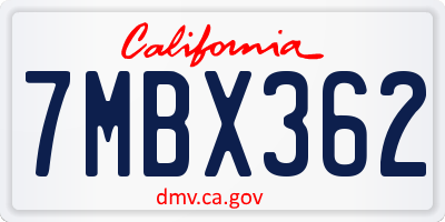 CA license plate 7MBX362
