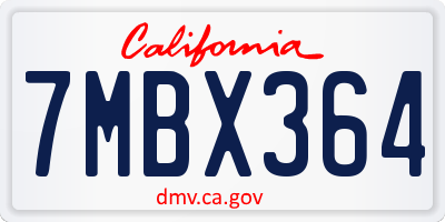 CA license plate 7MBX364