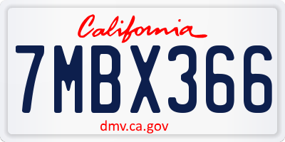 CA license plate 7MBX366