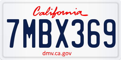 CA license plate 7MBX369