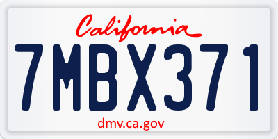 CA license plate 7MBX371
