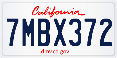 CA license plate 7MBX372