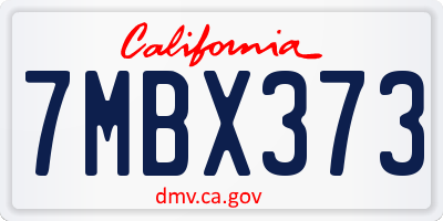 CA license plate 7MBX373