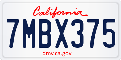 CA license plate 7MBX375