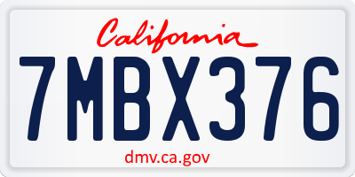 CA license plate 7MBX376