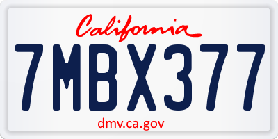 CA license plate 7MBX377