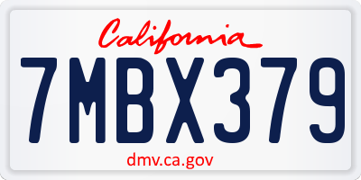 CA license plate 7MBX379