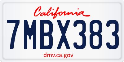 CA license plate 7MBX383