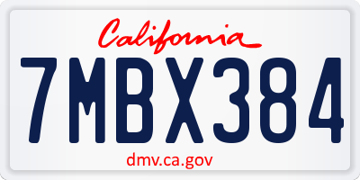 CA license plate 7MBX384