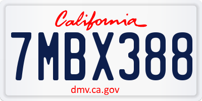 CA license plate 7MBX388