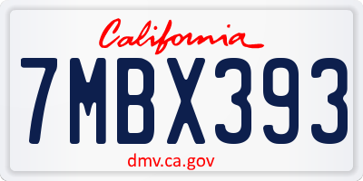 CA license plate 7MBX393