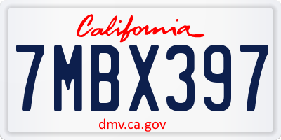 CA license plate 7MBX397