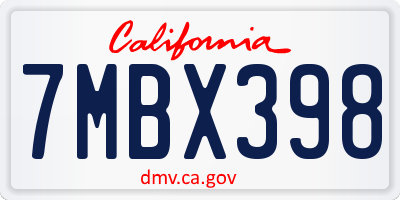 CA license plate 7MBX398