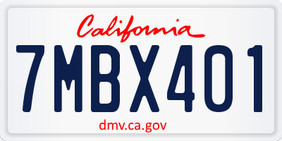 CA license plate 7MBX401