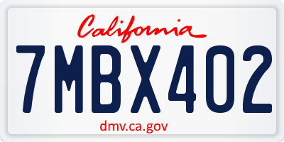 CA license plate 7MBX402