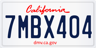 CA license plate 7MBX404