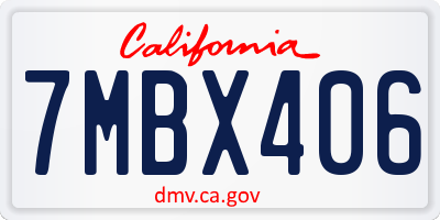 CA license plate 7MBX406