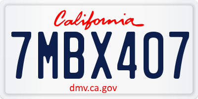 CA license plate 7MBX407