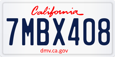 CA license plate 7MBX408