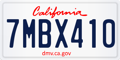 CA license plate 7MBX410