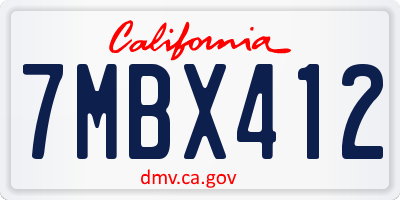 CA license plate 7MBX412