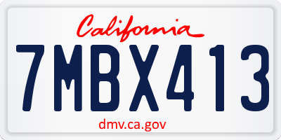 CA license plate 7MBX413