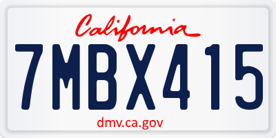 CA license plate 7MBX415
