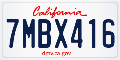 CA license plate 7MBX416