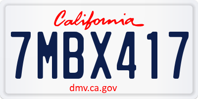 CA license plate 7MBX417