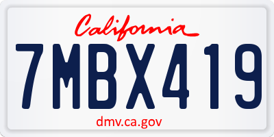 CA license plate 7MBX419