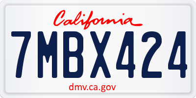 CA license plate 7MBX424