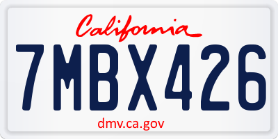 CA license plate 7MBX426