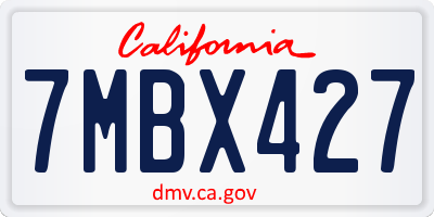 CA license plate 7MBX427