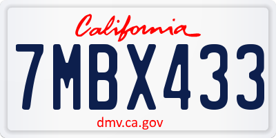 CA license plate 7MBX433