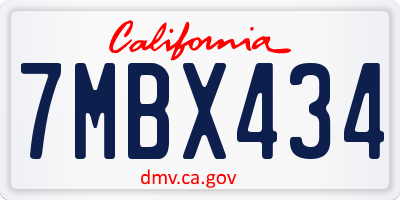 CA license plate 7MBX434