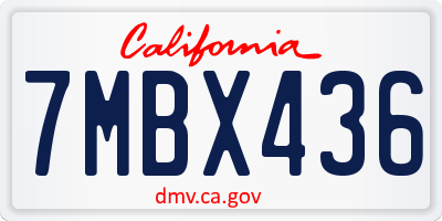 CA license plate 7MBX436