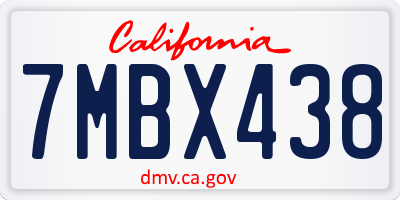 CA license plate 7MBX438