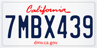 CA license plate 7MBX439